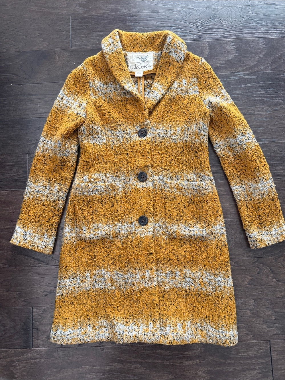 Anthropologie Tabitha “Harvest Sweater Coat.” Striped Bouclé Pea Coat S